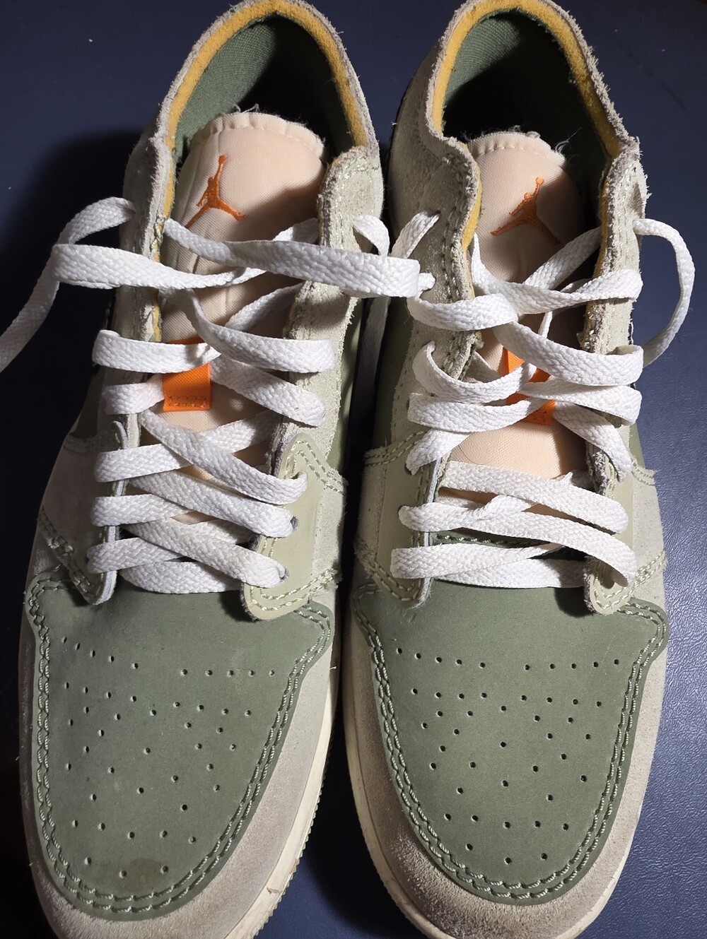 Jordan 1 Low SE Craft Size 10m Olive Green, Cream & Orange Accents